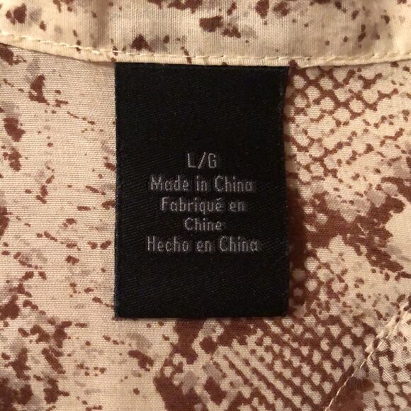 L Python Print Pullover Style V-Neck Long Sleeve Blouse - Picture 8 of 10